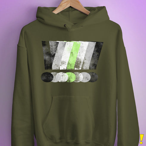 Agender Pride Grunge Exclamation Points Hoodie - Army